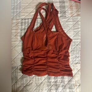 Rust Sleeveless Ruched Women's Top